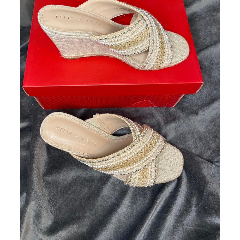 Kelly & Katie ISSOA Beaded Wedge Sandal Espadrille